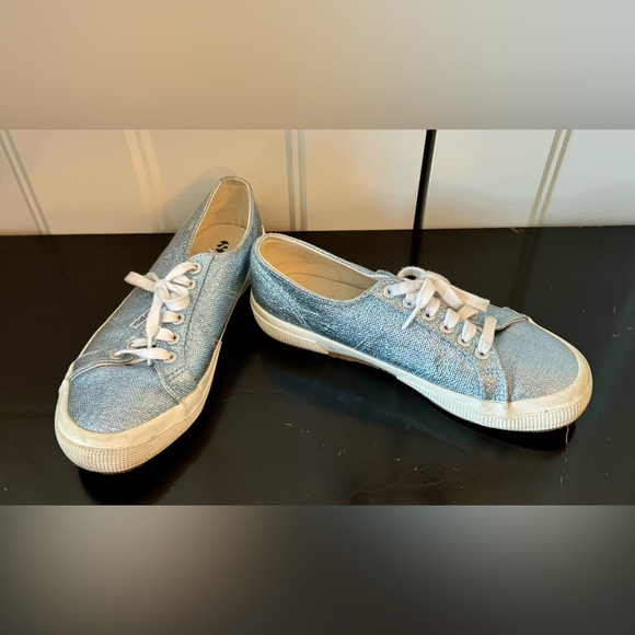 SUPERGA blue metallic sneakers Size 8 - Picture 2 of 7